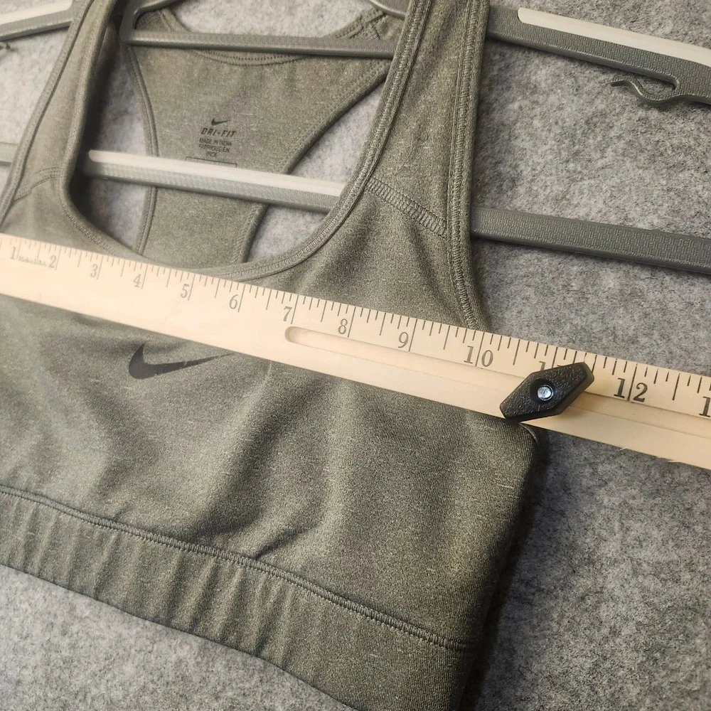 Nike Dri-FIT Racerback Sports Bra Heathered Grey Swoosh Logo Activewear